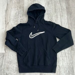Embroidered Nike Pullover Hooded Sweatshirt Faded Black‎ Big Logo Medium